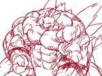 abs anthro back_muscles biceps dragon horn hyper hyper_muscles kuroma male mostly_nude muscular open_mouth pecs quads reptile scalie sketch solo spikes teeth tiny_head triceps tyramis_(kuroma) wide_hips wings 