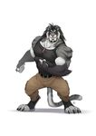  2016 4_toes anthro barefoot belt biceps biped black_claws black_clothing black_hair black_topwear blue_eyes brown_bottomwear brown_clothing claws clothed clothing dazen_(character) digital_media_(artwork) digitigrade eyebrows feline flexing front_view full-length_portrait fur furrybob grey_fur grey_stripes grey_tail hair hi_res inner_ear_fluff jewelry long_hair long_tail looking_at_viewer male mammal multicolored_fur multicolored_tail muscular muscular_male necklace pants pink_nose portrait pose shadow shirt signature simple_background smile smirk solo standing striped_fur striped_tail stripes tank_top teeth tiger toe_claws toes whiskers white_background white_fur white_tail 