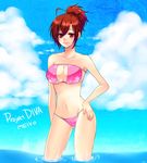  bad_id bad_pixiv_id bikini breasts brown_eyes brown_hair cleavage hand_on_hip highres large_breasts meiko nez-doll ponytail project_diva_(series) project_diva_2nd short_hair smile solo swimsuit swimwear_(module) swimwear_b_(module) vocaloid 