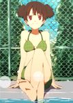  bad_id bad_pixiv_id barefoot bikini brown_eyes brown_hair chain-link_fence crossed_legs day feet fence green_bikini jpeg_artifacts k-on! looking_at_viewer nishiuri_warito outdoors pool poolside pov_feet short_hair short_twintails shorts sitting smile soaking_feet soles solo suzuki_jun swimsuit toes twintails water 