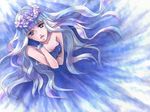  blue_eyes blue_hair chiririzumu dress gloves long_hair macross macross_frontier sheryl_nome solo wreath 