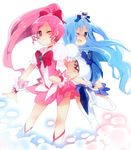  bad_id bad_pixiv_id blue_eyes blue_hair blue_skirt boots brooch choker cure_blossom cure_marine earrings hair_ornament hanasaki_tsubomi heart heartcatch_precure! jewelry konno_seara kurumi_erika locked_arms long_hair magical_girl multiple_girls one_eye_closed pink_choker pink_eyes pink_hair ponytail precure ribbon skirt smile thighhighs wrist_cuffs 