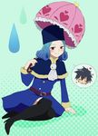  aina123 arm_support bad_id bad_pixiv_id belt blue_eyes blue_hair blush boots curly_hair dress duplicate fairy_tail fur_hat fur_trim gray_fullbuster hat heart high_heels imagining juvia_lockser knee_boots poncho rain shoes sitting smile solo teruterubouzu thought_bubble umbrella water_drop 