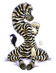  2017 anthro breasts equine female green_eyes looking_back mammal michele_light nipples nude simple_background solo white_background zebra 