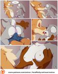 2016 anthro bra breast_grab breasts bulge butt canine clothed clothing comic disney dry_humping english_text erection erection_under_clothes eyes_closed fangs female fox french_kissing fur half-closed_eyes hand_on_breast imminent_sex interspecies judy_hopps kissing lagomorph male male/female mammal nick_wilde nipples open_mouth panties rabbit teeth text tongue tongue_out topless underwear undressing xnirox zootopia 