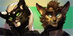  ambiguous_gender anthro arucarrd duo feline fur hair mammal open_mouth simple_background 