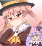  :d akeyama animal_hat blood blush bunny_hat clenched_hands closed_mouth cross cross_earrings dolce_(rune_factory) earrings embarrassed eyebrows_visible_through_hair frown fur_collar gradient gradient_background green_eyes hair_between_eyes hat head_tilt jewelry long_hair looking_at_viewer multiple_girls nose_blush nosebleed open_mouth pico_(rune_factory) pink_background pink_hair pointy_ears purple_hair red_eyes rune_factory rune_factory_4 smile sparkle sparkling_eyes top_hat tsurime twintails v-shaped_eyebrows whiskers |_| 