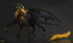  ambiguous_gender arucarrd dragon feral horn simple_background solo standing wings 