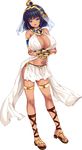  absurdres arm_guards armlet bare_shoulders blue_eyes breasts center_opening cleavage crossed_arms dark_skin egyptian egyptian_clothes full_body hair_ornament highres hinata_sora large_breasts midriff navel non-web_source open_mouth pelvic_curtain sandals short_hair smile solo standing transparent_background veil 