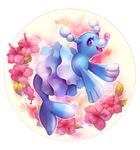  blue_body brionne bubble cute fangs flower happy juneru mammal marine nintendo pinniped plant pok&eacute;mon seal smile solo video_games 