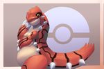  2016 abstract_background absurd_res amber_eyes ambiguous_gender beige_skin belly big_claws claws groudon hi_res legendary_pok&eacute;mon looking_at_viewer nintendo open_mouth overweight pok&eacute;ball pok&eacute;mon red_skin shian side_view spikes video_games white_claws 