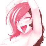  ahegao blush cslucaris drooling female monochrome naughty_face neo_(rwby) nude rwby sexually_suggestive solo spot_color sweat tongue tongue_out white_background 