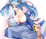  1boy 1girl breasts breasts_out ejaculation handjob large_breasts league_of_legends milk smile sona_buvelle sucking twintails 