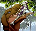  anthro dinosaur fangs jungle pawpads penis re-re sergal silvergrin theropod tongue tyrannosaurus_rex vore 