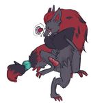  anthro claws grin interspecies knot lazybutts lustylamb nintendo pok&eacute;mon pok&eacute;philia precum simple_background video_games zoroark 