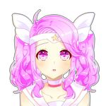 bow bowtie choker headband league_of_legends lipstick luxanna_crownguard magical_girl open_mouth pink_hair star_guardian_lux twintails 