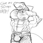  2016 4_fingers abs anthro biceps big_biceps big_tail bulge clothed clothing danandnite digital_drawing_(artwork) digital_media_(artwork) dorsal_fin english_text fin fish front_view hammerhead_shark hands_on_hips huge_muscles male manly marine muscular muscular_male nails nipples pecs portrait shark sharp_teeth shorts simple_background sketch snout solo standing teeth text three-quarter_portrait topless triceps whistle white_background 