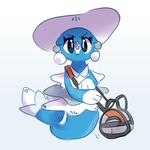  annoyed bag blue_body brionne clothing cosplay cute dailybrionne hat lillie looking_at_viewer mammal marine nintendo pinniped pok&eacute;mon seal shirt sitting solo video_games 