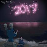  2017 blue_body brionne cute dailybrionne duo fireworks holidays mammal marine new_year nintendo pinniped pok&eacute;mon popplio seal video_games 