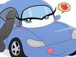  &lt;3 &lt;3_eyes balls blue_eyes blush car cars_(disney) disembodied_penis disney eyelashes faceless_male humanoid_penis living_machine machine male penis sally_carrera simple_background smile solo speech_bubble sssonic2 tongue tongue_out vehicle vein veiny_penis what white_background 