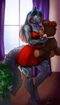  anthro breasts canine clothed clothing dress female fur hair inside mammal shariea smile solo standing teddy_bear 