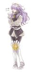  armor armored_dress curly_hair fire_emblem fire_emblem_if full_body headdress insarability long_hair purple_hair simple_background skirt smile soleil_(fire_emblem_if) solo white_background 