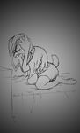  2017 anthro black_and_white clothed clothing crying disney eyes_closed female head_in_hands judy_hopps kneeling lagomorph mammal monochrome open_mouth rabbit sad solo tears thewyvernsweaver zootopia 