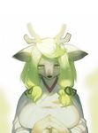  1girl antlers borrowed_character deer female furry green_eyes green_hair japanese_clothes kishibe solo 