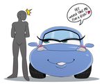  &lt;3 blue_eyes blush car cars_(disney) dialogue disney duo english_text female humanoid living_machine machine male sally_carrera simple_background smile speech_bubble sssonic2 standing sweat text vehicle what white_background 