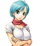  1girl amania_orz blue_hair breasts bulma dragon_ball dragon_ball_super female large_breasts looking_at_viewer short_hair 