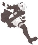  1girl ass boots breasts cameltoe covered_eyes drag-on_dragoon female huge_ass monochrome nier_(series) nier_automata short_hair solo yorha_unit_no._2_type_b 