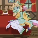  anus bed blonde_hair blue_eyes breasts corey_powell derpy_hooves_(mlp) dragon fan_character female friendship_is_magic green_scales hair melee_weapon my_little_pony niggerfaggot on_bed pussy pussy_juice rainbow_dash_(mlp) scales seductive sword weapon 
