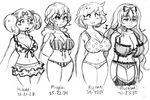  4girls breasts female hibari_(senran_kagura) large_breasts measurements miyabi_(senran_kagura) multiple_girls murasaki_(senran_kagura) ryouna_(senran_kagura) senran_kagura underwear 