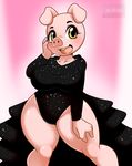  2017 absurd_res anthro clothed clothing dress eyelashes female hi_res kloudmutt looking_at_viewer mammal open_mouth pig porcine rosita_(sing) sing_(movie) solo yellow_eyes 