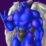  anthro dragon feathered_wings feathers kotetsu_rexen looking_at_viewer male muscular nude smile solo standing wings 