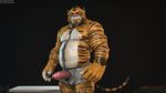  2016 3d_(artwork) 5_fingers anthro arm_hair beard biped black_background black_fur black_stripes black_tail body_hair boxer_briefs chest_hair clothed clothing countershade_torso countershading darkviper199027 digital_media_(artwork) erection eyebrows facial_hair feline front_view fur gententora_tigerauge glans grey_bottomwear grey_clothing grey_underwear happy_trail humanoid_hands humanoid_penis looking_at_viewer male mammal manly mature_male multicolored_fur multicolored_tail nipples orange_fur orange_tail patreon penis penis_through_fly pink_nipples pink_nose pink_penis poking_out portrait ringed_tail simple_background solo standing striped_fur stripes three-quarter_portrait tiger topless two_tone_tail underwear watch watermark whiskers white_countershading white_fur 