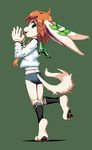  2017 anthro barefoot basset_hound canine clothed clothing dog female freedom_planet fur goshaag green_background hair mammal milla_basset orange_hair panties simple_background solo tan_fur underwear video_games 