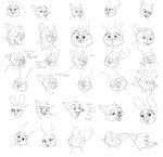  2017 anthro black_and_white bluedouble canine dialogue disney duo english_text expression_sheet female fox judy_hopps lagomorph male mammal monochrome nick_wilde rabbit simple_background sketch sketch_page text white_background zootopia 