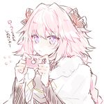  astolfo_(fate) blush braid citron_82 fate/apocrypha fate/grand_order fate_(series) limited_palette long_hair male_focus otoko_no_ko pink_hair ponytail solo spot_color translated 