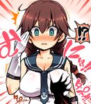  /\/\/\ 1girl 2017 bangs blue_eyes blush braid breast_grab breasts brown_hair commentary_request covered_nipples dated gloves grabbing green_eyes groping kantai_collection large_breasts long_hair looking_at_viewer necktie nose_blush noshiro_(kantai_collection) open_mouth richou_(zerozero1101) solo_focus surprised swept_bangs twin_braids upper_body white_gloves 