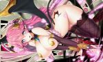  1girl ass blue_eyes breasts butt_crack collar demon_girl female_pervert large_breasts lilith long_hair looking_at_penis looking_at_viewer open_mouth pervert pink_hair seduction smile soccer_spirits solo succubus summoning tagme 