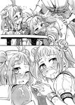  2girls admiral_(kantai_collection) antenna_hair blush comic cum cum_on_body cum_on_clothes cum_on_hair cum_on_upper_body doggystyle double_bun dual_persona facial ffm_threesome gloves greyscale group_sex hetero kantai_collection kou1 monochrome motion_lines multiple_girls naka_(kantai_collection) penis remodel_(kantai_collection) school_uniform serafuku sex silent_comic skirt threesome torogao vaginal 