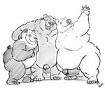  2016 5_fingers 5_toes anthro balls barefoot bear belly big_belly biped cartoon_network claws digital_media_(artwork) erection fangs front_view glans greyscale grizzly_(character) group hug humanoid_penis ice_bear looking_at_viewer male mammal monochrome nude open_mouth overweight overweight_male panda panda_(character) penis plantigrade polar_bear raised_arm signature simple_background smile standing thick_thighs toe_claws toes uniparasite we_bare_bears white_background 