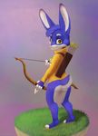  2017 anthro arrow bow bow_(weapon) cute digital_media_(artwork) disney fur holding_object holding_weapon invalid_color jamesfoxbr lagomorph lineless looking_at_viewer male mammal rabbit ranged_weapon simple_background smile solo standing weapon zootopia 