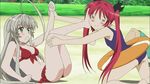  2girls animated animated_gif ass barefoot breasts cthugha_(nyaruko-san) feet female foot_on_head haiyore!_nyaruko-san multiple_girls nyarlathotep_(nyaruko-san) red_hair silver_hair swimsuit twintails yuri 