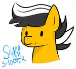  black_hair cute equine fur hair headshot mammal my_little_pony orange_fur sharp_shooter(wof) simple_background smile white_hair wof_banazeraf 