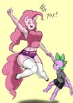  anthro anthrofied clothing equine female franschesco_(artist) friendship_is_magic hair jumping male mammal my_little_pony pinkie_pie_(mlp) smile spike_(mlp) 