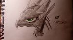  ambiguous_gender chronomeme collar cynder dragon drawing green_eyes headshot_portrait horn portrait real spyro_the_dragon text video_games 