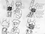  2015 animatronic anthro black_and_white bow_tie comic dialogue duo english_text five_nights_at_freddy&#039;s five_nights_at_freddy&#039;s_2 inkyfrog lagomorph machine male mammal monochrome rabbit robot simple_background text toy_bonnie_(fnaf) traditional_media_(artwork) video_games white_background withered_bonnie_(fnaf) 