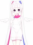  bangs blunt_bangs gen_4_pokemon kuro_guren long_hair looking_at_viewer open_mouth personification pokemon purple_eyes solo standing sweater togekiss twintails white_hair white_sweater white_wings wings 